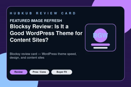 Blocksy Review: Is It a Good WordPress Theme for Content Sites? — editorial review card showing the product category, key review criteria, and buyer-fit signals