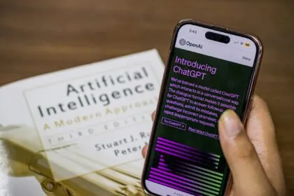 ChatGPT and artificial intelligence interface on computer screen