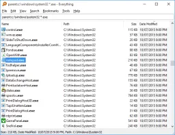 Everything desktop search interface on Windows