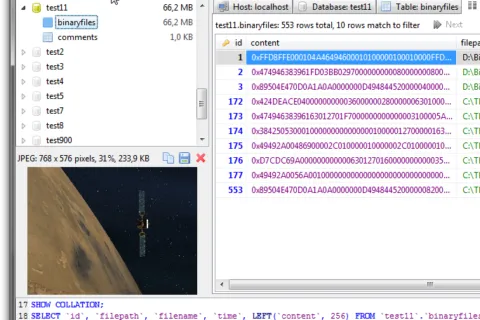 HeidiSQL interface for database administration