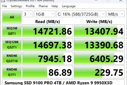 CrystalDiskMark benchmark interface screenshot