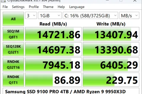 CrystalDiskMark benchmark interface screenshot