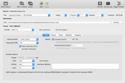 HandBrake official interface screenshot from the homepage