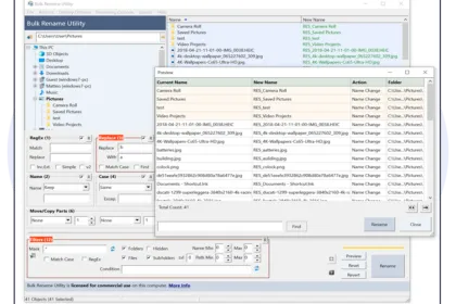 Bulk Rename Utility main interface screenshot from the official website