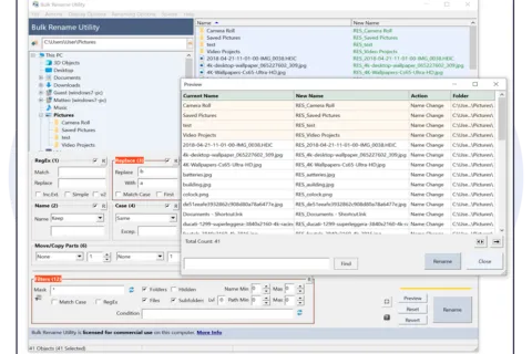 Bulk Rename Utility main interface screenshot from the official website
