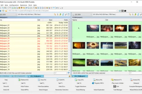 Multi Commander dual-pane Windows file manager screenshot from the official site