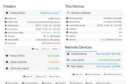 Official Syncthing web GUI screenshot from the official documentation