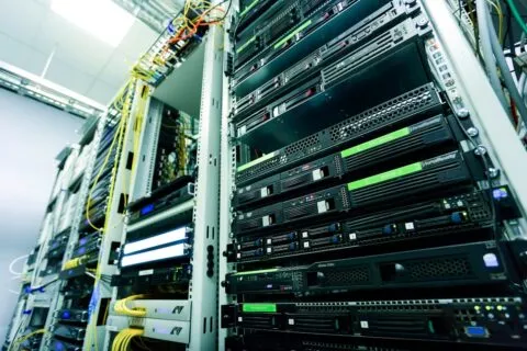 Server rack in data center for Kubernetes infrastructure