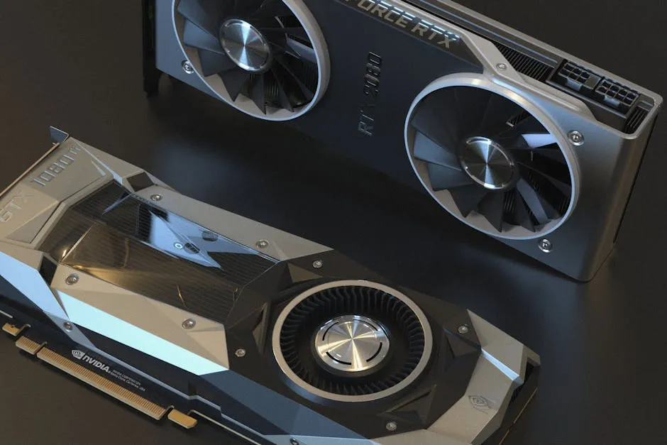 Top view of NVIDIA GTX 1080 and RTX 2080 graphics cards used in advanced computer setups. — Photo by Nana  Dua on Pexels