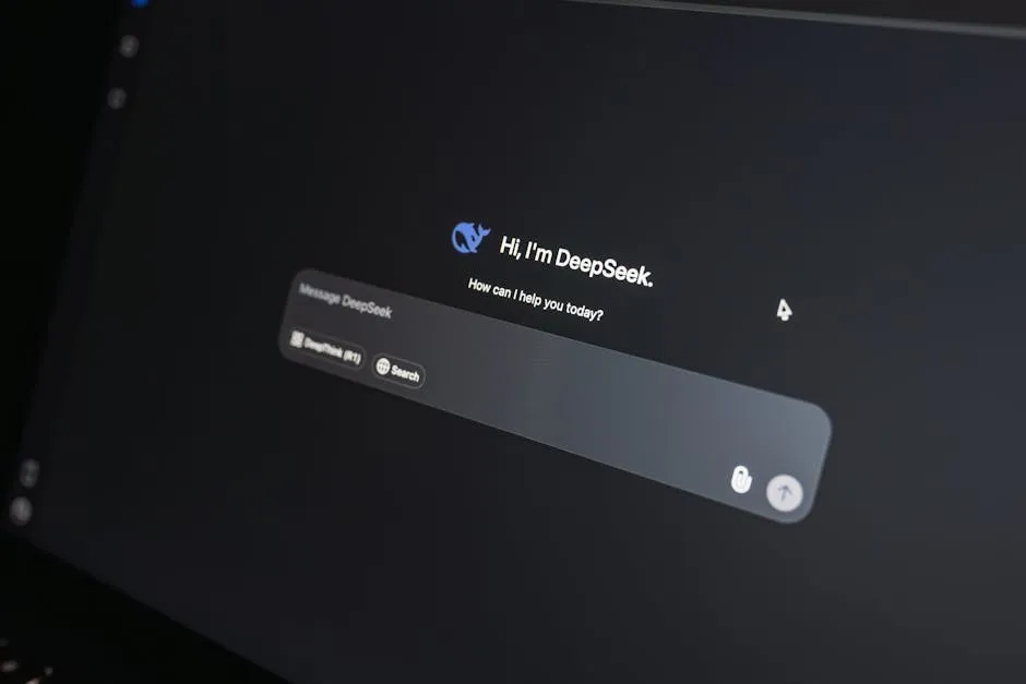 Close-up of DeepSeek AI chat interface on a laptop screen in low light. — Photo by Matheus Bertelli on Pexels