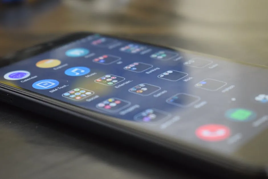 Close-up shot of a smartphone screen showing various app icons, indicating digital technology use. — Photo by Amarnath Radhakrishnan on Pexels