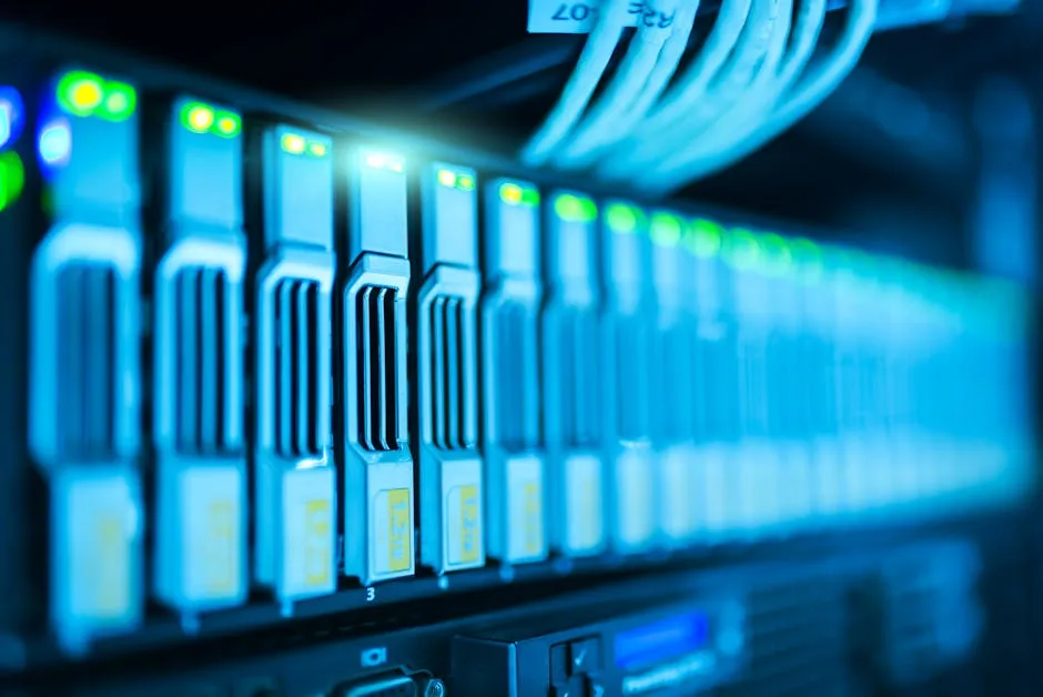 Detailed image of a server rack with glowing lights in a modern data center. — Photo by panumas nikhomkhai on Pexels