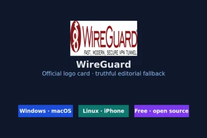 Official WireGuard logo card built from the official WireGuard logo with factual platform badges