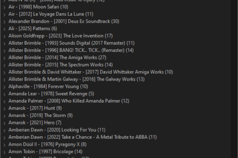 foobar2000 official Windows album list screenshot