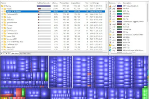 Official WinDirStat screenshot showing a Windows disk usage treemap